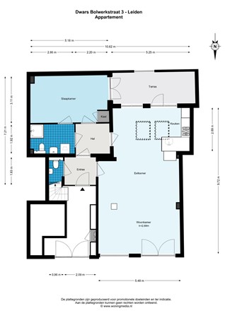 Floorplan - Dwars Bolwerkstraat 3, 2311 KB Leiden